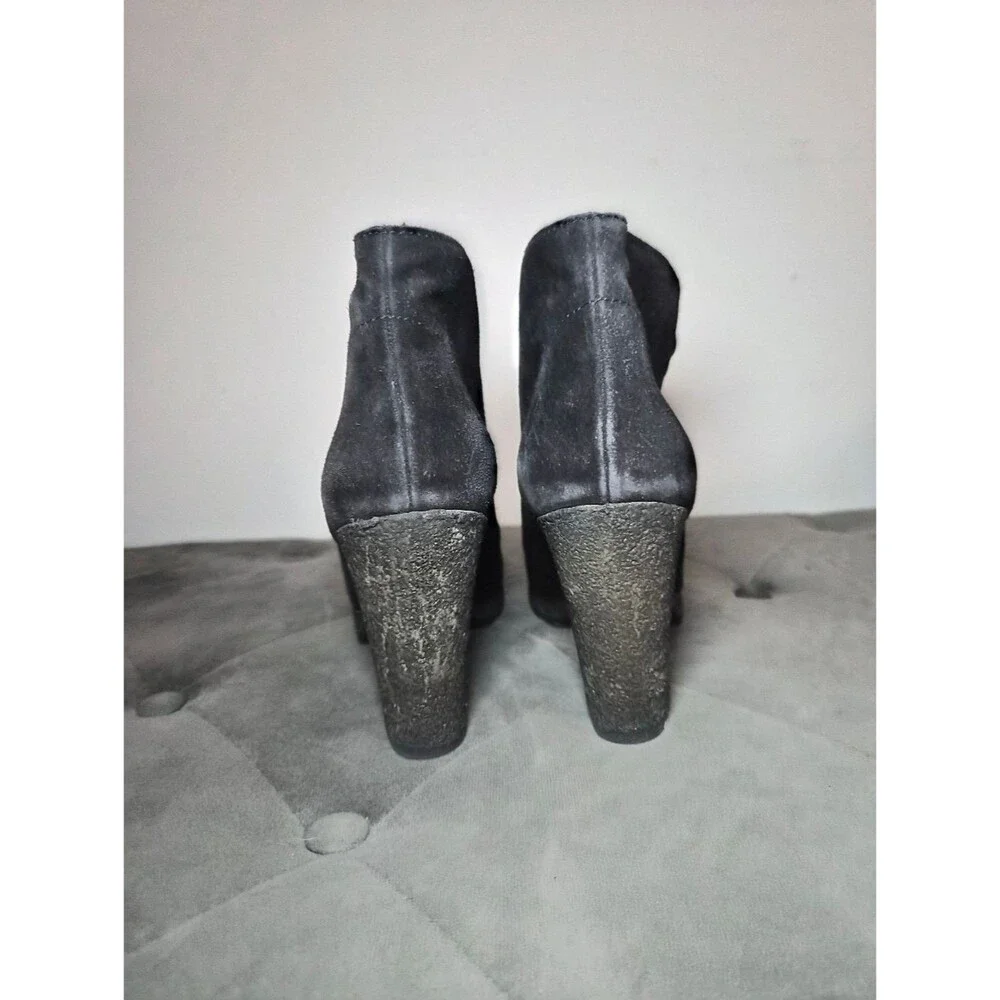 Prada Suede Ankle Booties Lace Up 39 Size 9 Round Toe